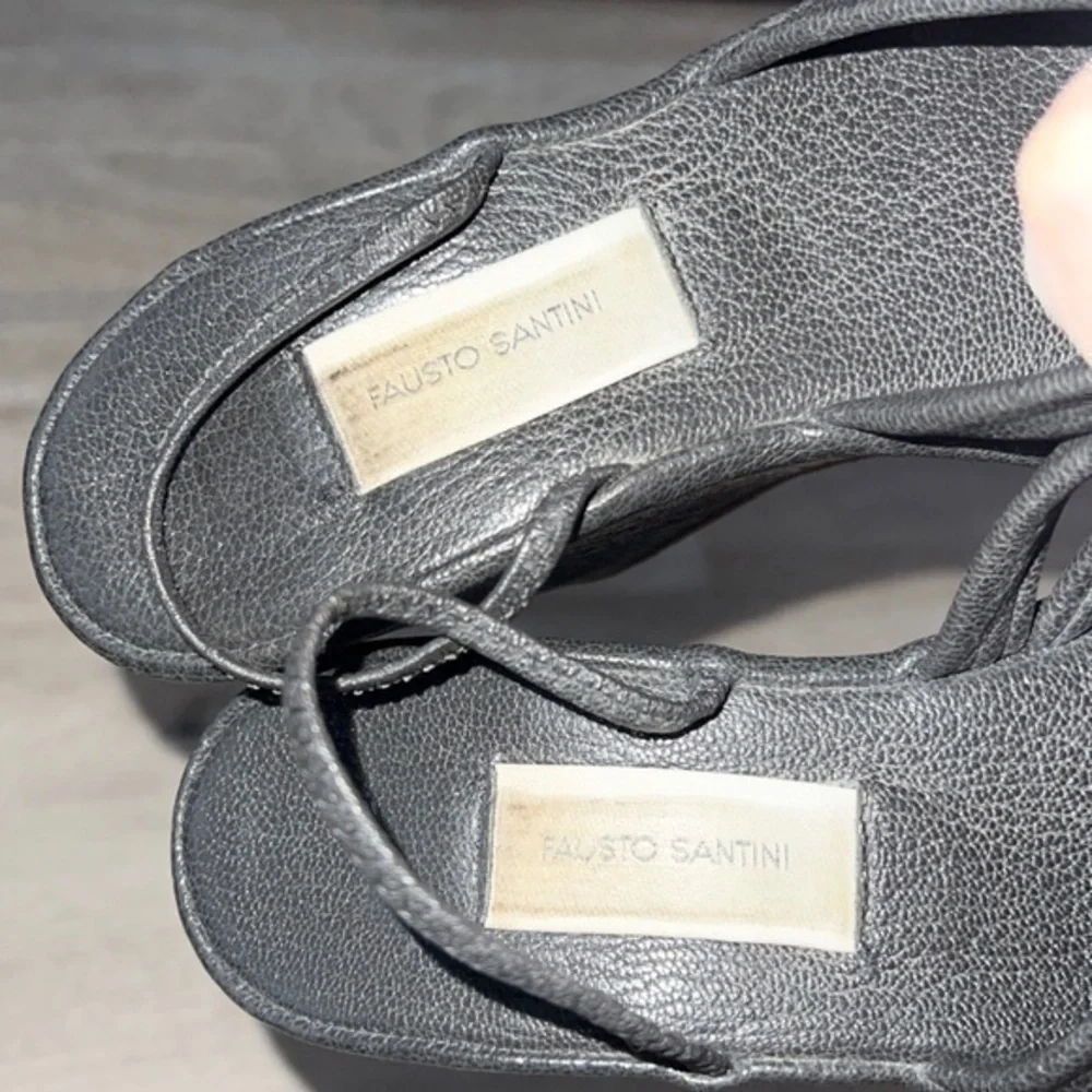 Fausto‎ Santini Black Leather Wedge Strappy Sandals